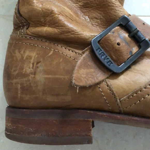 Frye Veronica Slouch Boots Camel Leather Size 8.5 - Picture 6 of 8